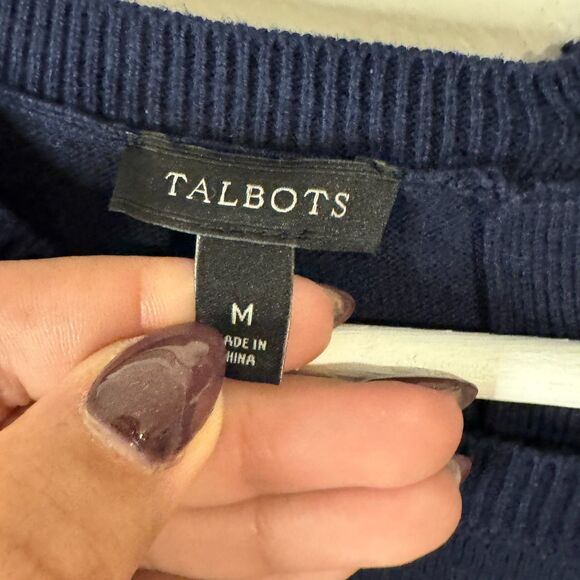 TALBOTS TEACUP WHIMSY COTTON BLEND COTTAGECORE SWEATER SZ M - Picture 2 of 3